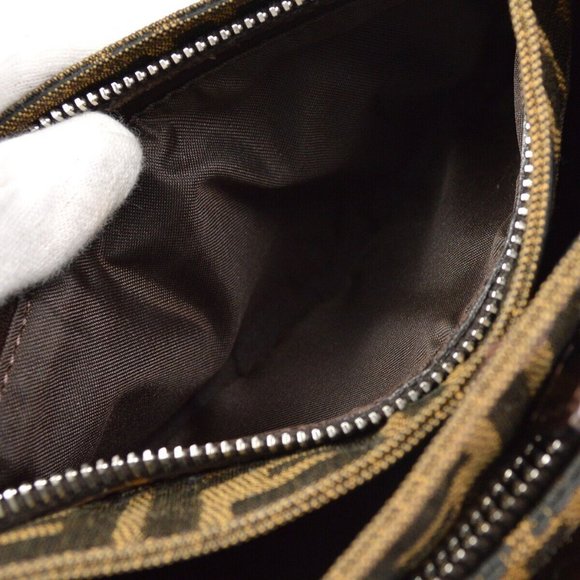 Authenticity Guaranteed FENDI Zucca Pattern Mini Handbag Brown Canvas - Picture 10 of 11
